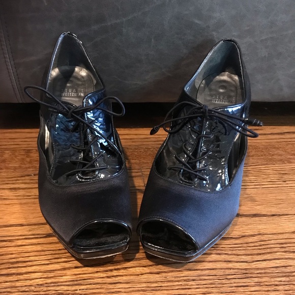 Stuart Weitzman Black Satin Heels - Picture 2 of 4